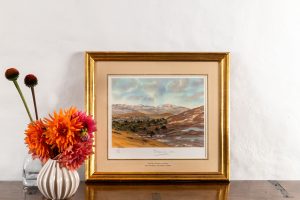 A Lithograph of a watercolour painting by His Majesty King Charles III of Ballochbuie, Scotland
